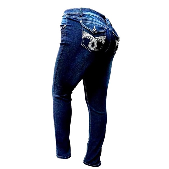 5IVE Women's Plus Size Stretch Black/Blue High Waist Skinny Jeans  Ls.98173ms - Picture 4 of 7